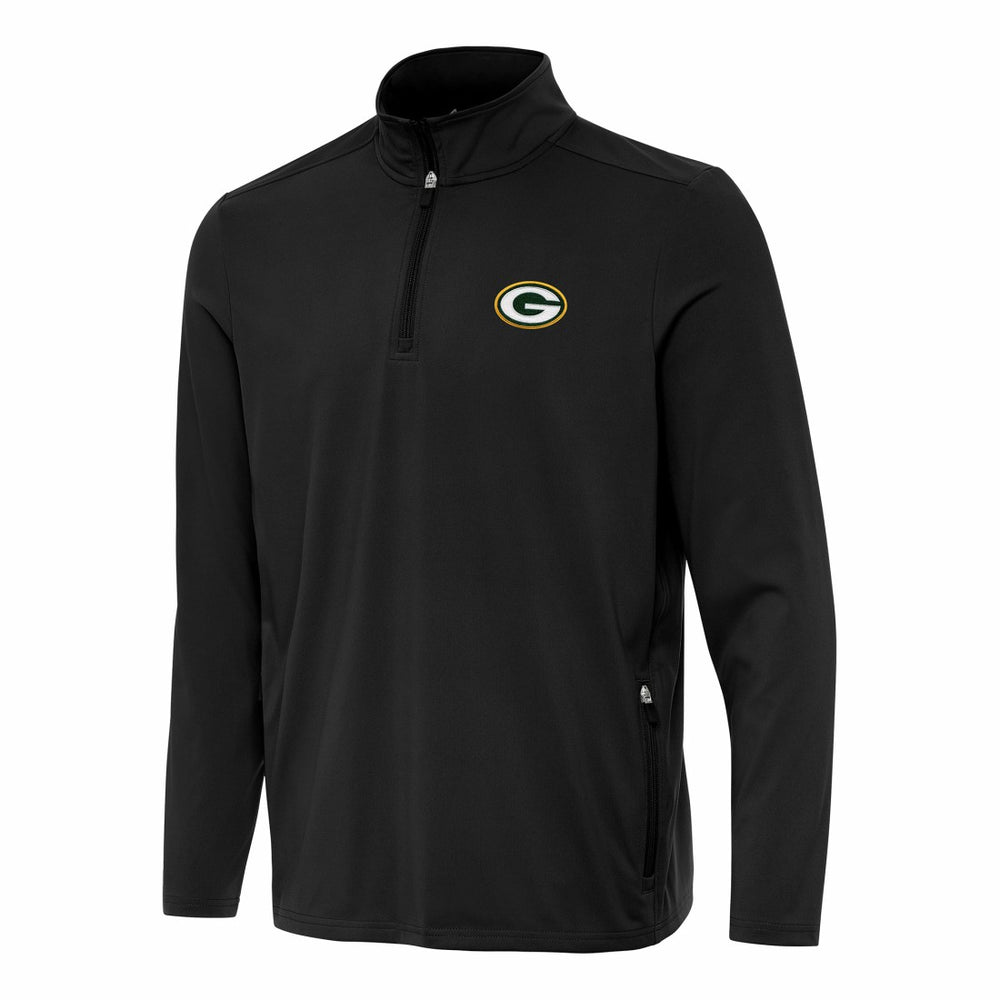 Green Bay Packers Antigua Perilous Quarter-Zip Pullover Top - Black for sale