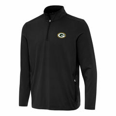Green Bay Packers Antigua Perilous Quarter-Zip Pullover Top - Black for sale
