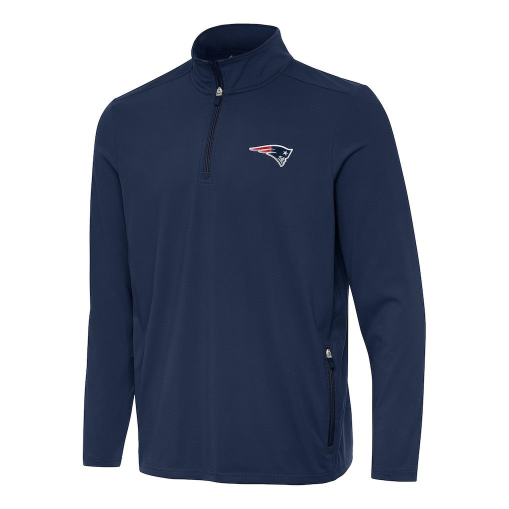 New England Patriots Antigua Perilous Quarter-Zip Pullover Top - Navy online
