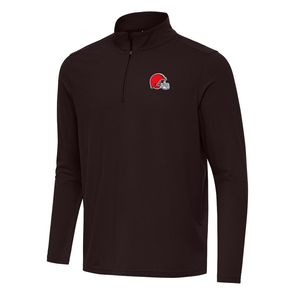Cleveland Browns Antigua Intent Quarter-Zip Pullover Top - Brown for sale