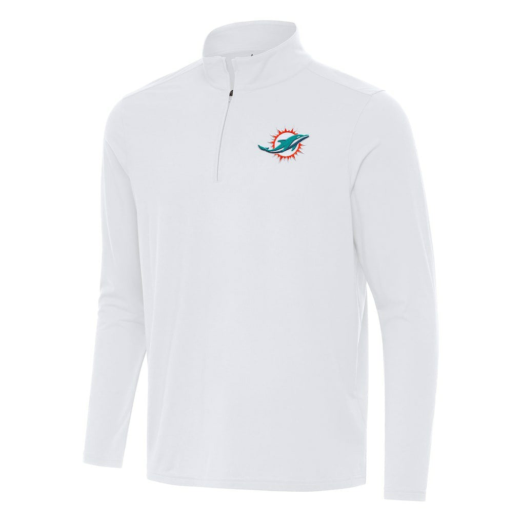 Miami Dolphins Antigua Intent Quarter-Zip Pullover Top - White sale