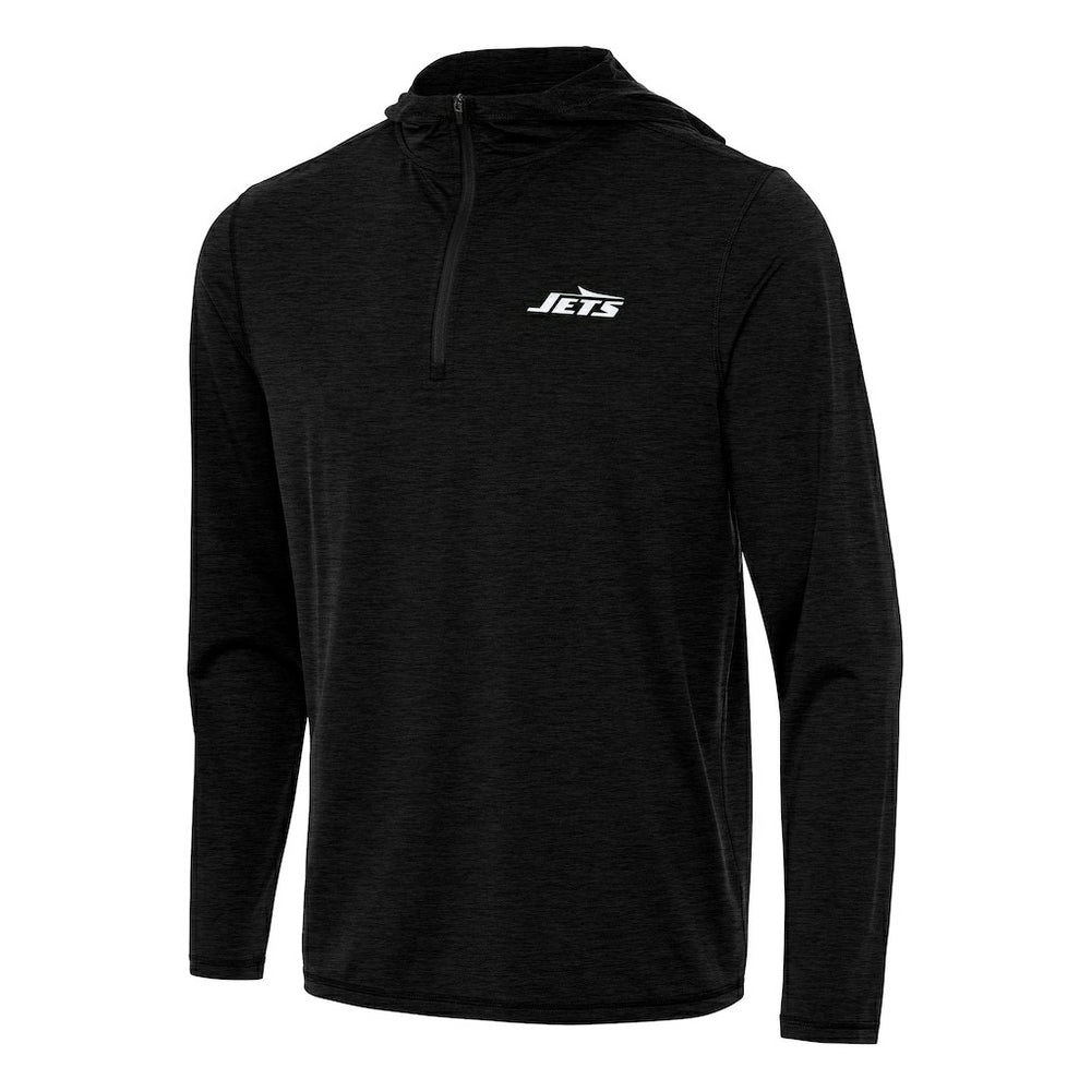 New York Jets Antigua Tidy Quarter-Zip Pullover Hoodie - Heather Black online
