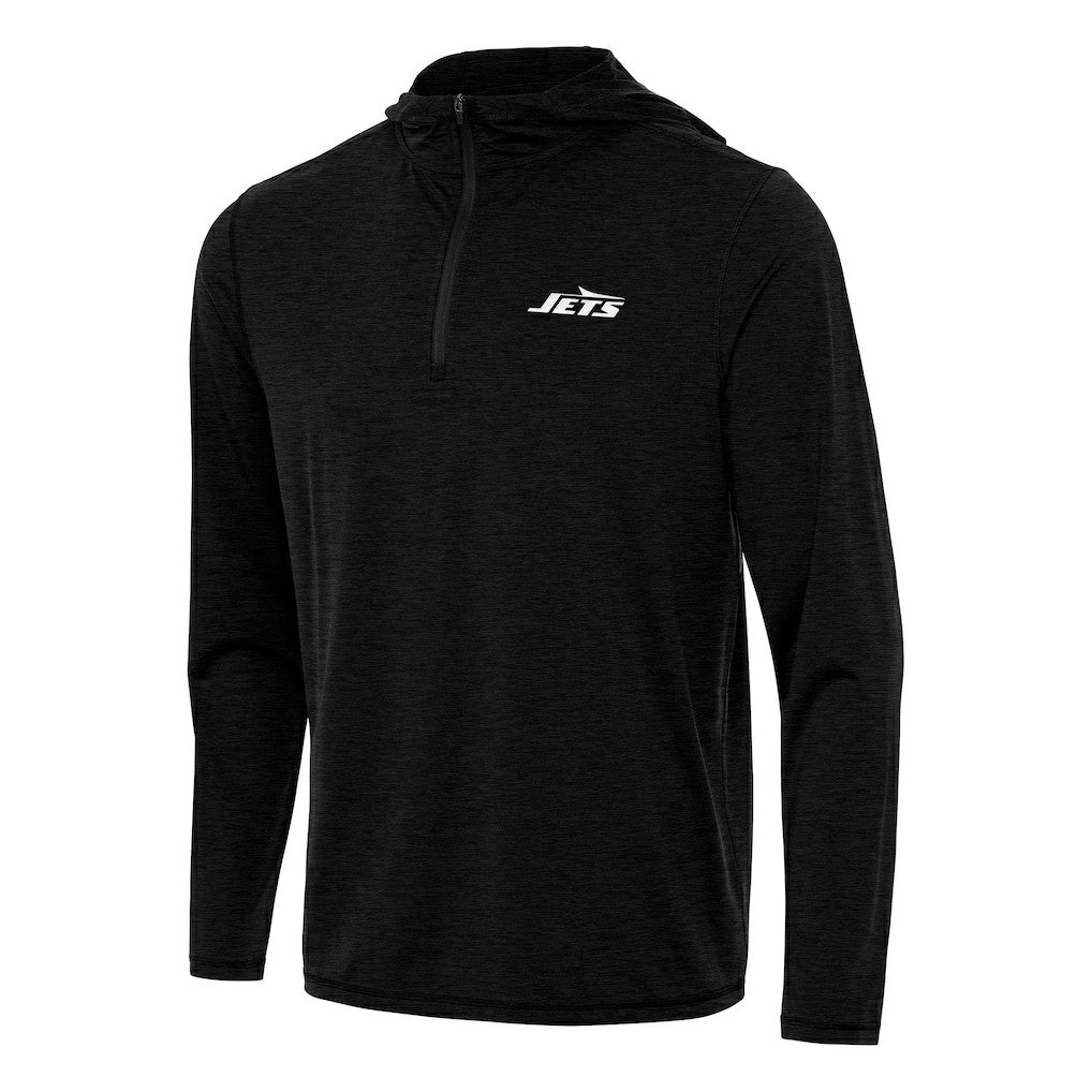 New York Jets Antigua Tidy Quarter-Zip Pullover Hoodie - Heather Black online