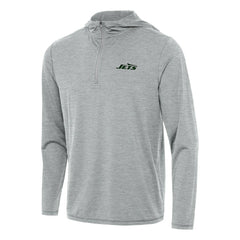 New York Jets Antigua Tidy Quarter-Zip Pullover Hoodie - Heather Gray sale