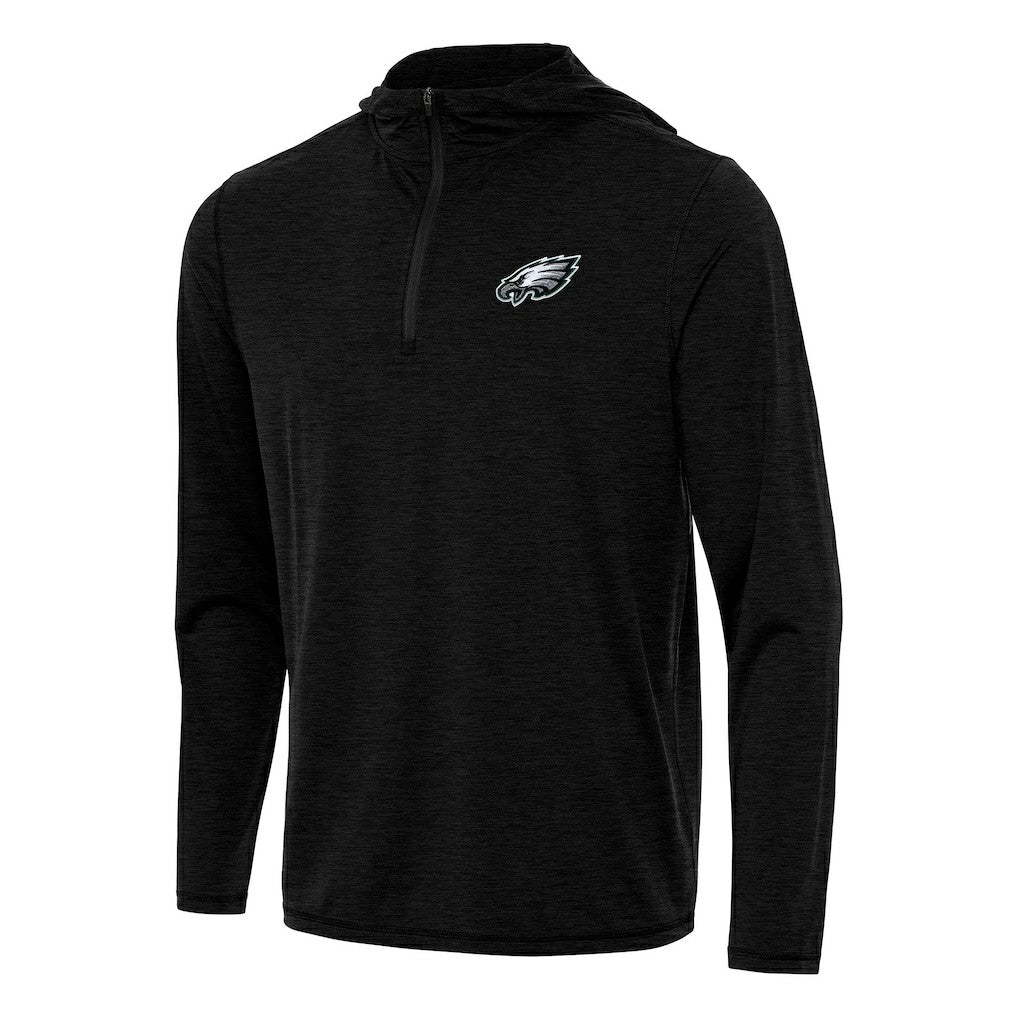 Philadelphia Eagles Antigua Tidy Quarter-Zip Pullover Hoodie - Heather Black on sale