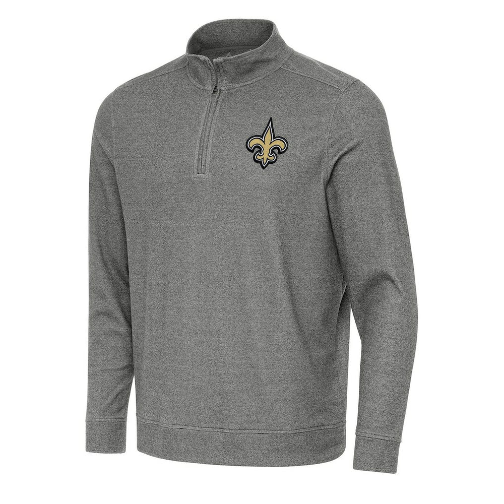 New Orleans Saints Antigua Subtle Quarter-Zip Top - Heather Black on sale