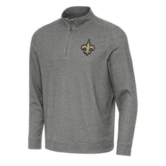 New Orleans Saints Antigua Subtle Quarter-Zip Top - Heather Black on sale