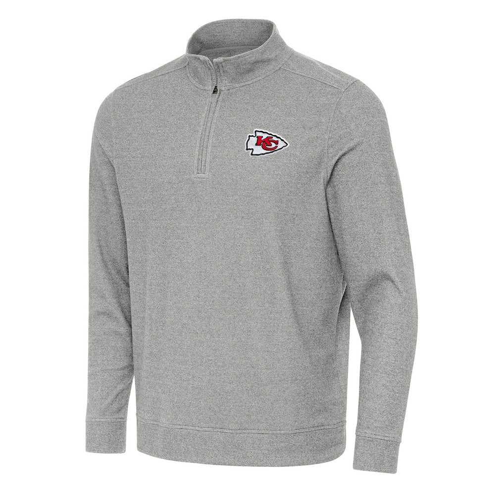 Kansas City Chiefs Antigua Subtle Quarter-Zip Top - Heather Gray on sale