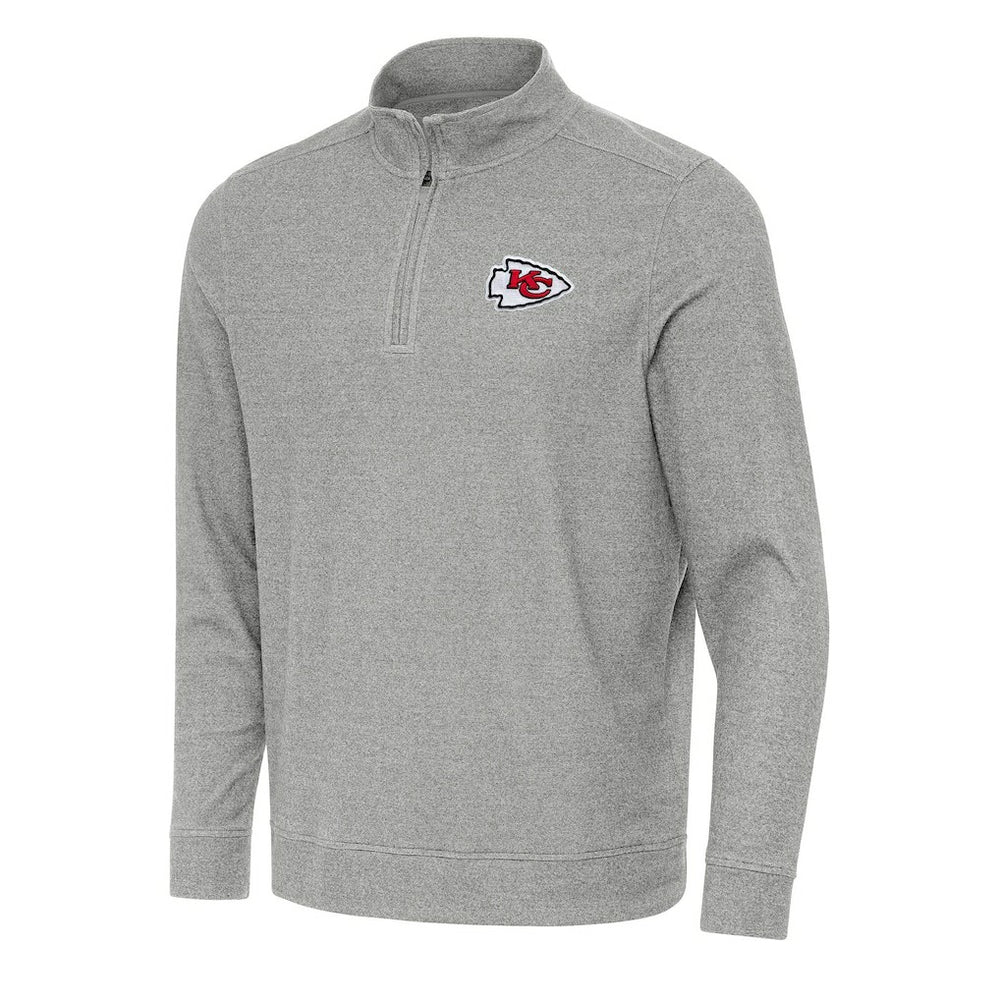 Kansas City Chiefs Antigua Subtle Quarter-Zip Top - Heather Gray on sale
