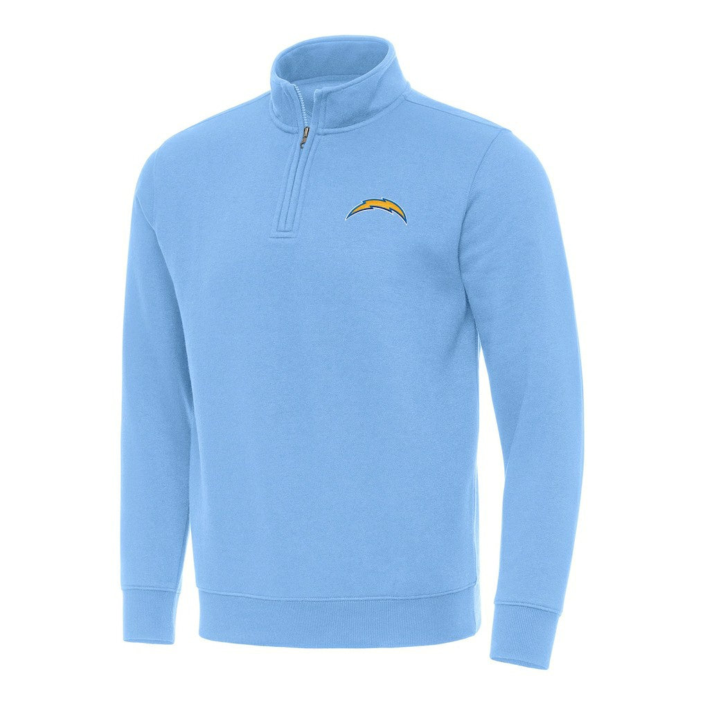 Los Angeles Chargers Antigua Victory Quarter-Zip Pullover Top - Powder Blue on sale