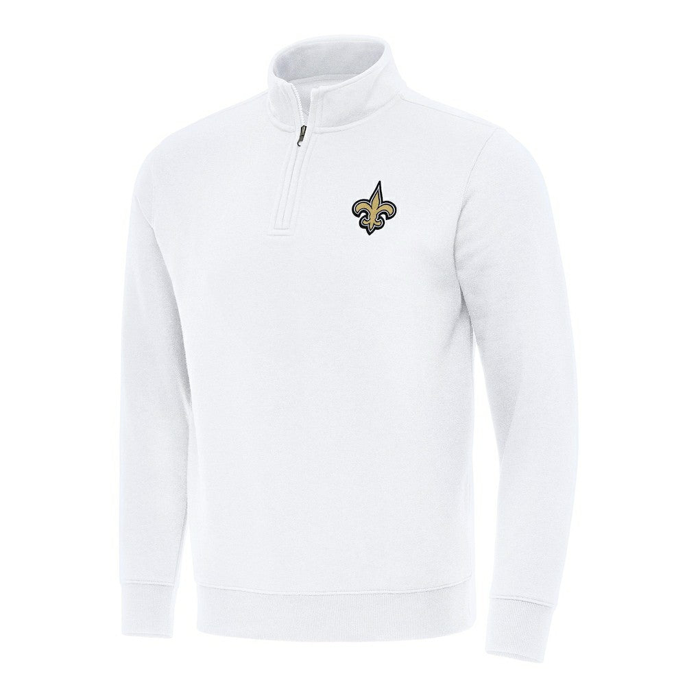 New Orleans Saints Antigua Victory Quarter-Zip Pullover Top - White sale