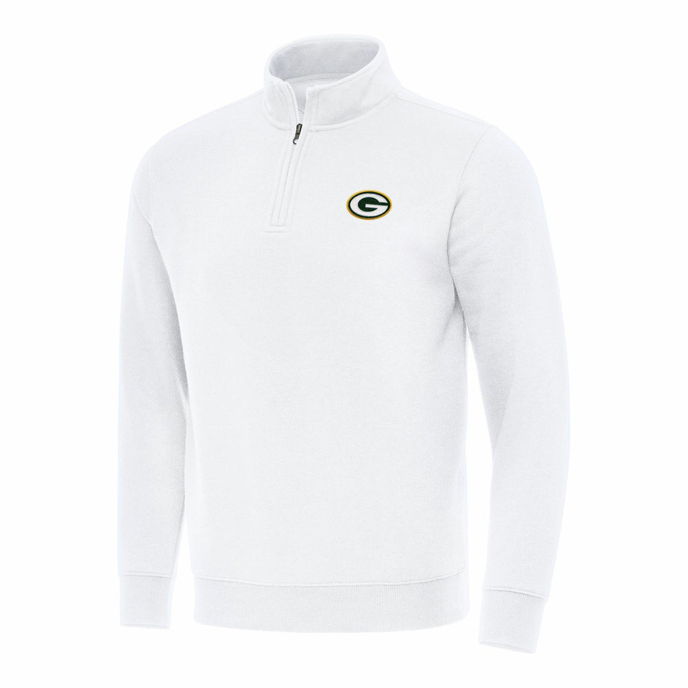 Green Bay Packers Antigua Victory Quarter-Zip Pullover Top - White on sale