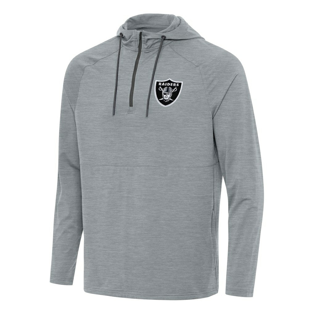 Las Vegas Raiders Antigua Spikes Quarter-Zip Pullover Hoodie - Heather Gray sale