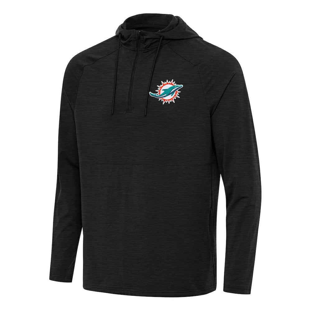Miami Dolphins Antigua Spikes Quarter-Zip Pullover Hoodie - Heather Black outlet