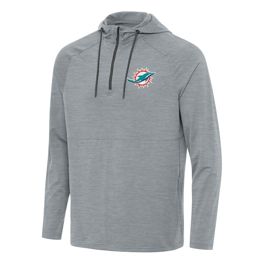Miami Dolphins Antigua Spikes Quarter-Zip Pullover Hoodie - Heather Gray outlet