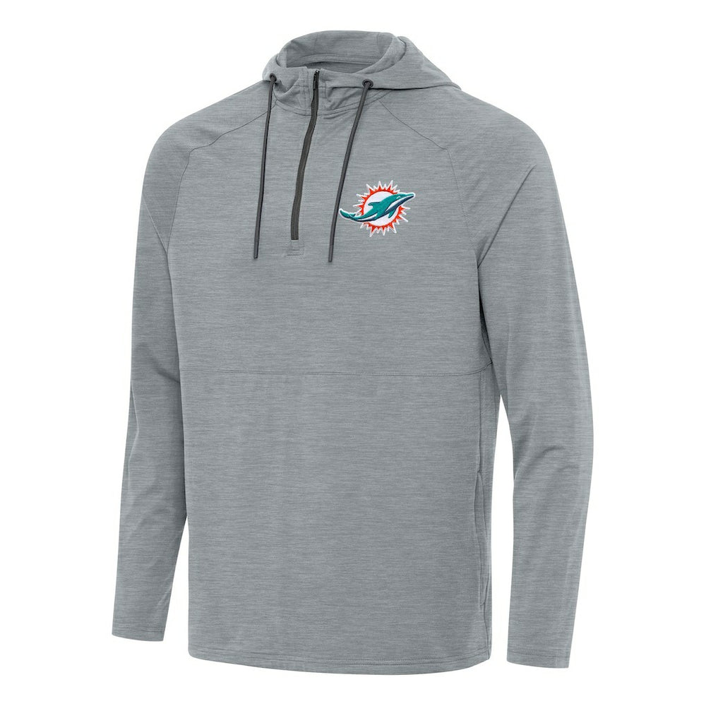 Miami Dolphins Antigua Spikes Quarter-Zip Pullover Hoodie - Heather Gray outlet