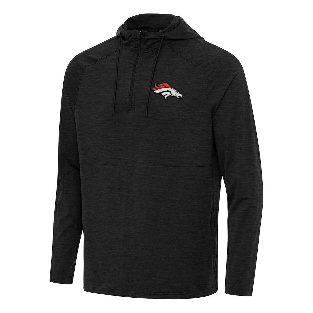 Denver Broncos Antigua Spikes Quarter-Zip Pullover Hoodie - Heather Black cheap
