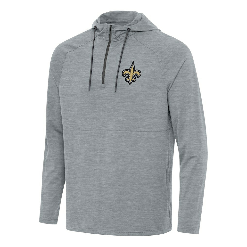 New Orleans Saints Antigua Spikes Quarter-Zip Pullover Hoodie - Heather Gray online