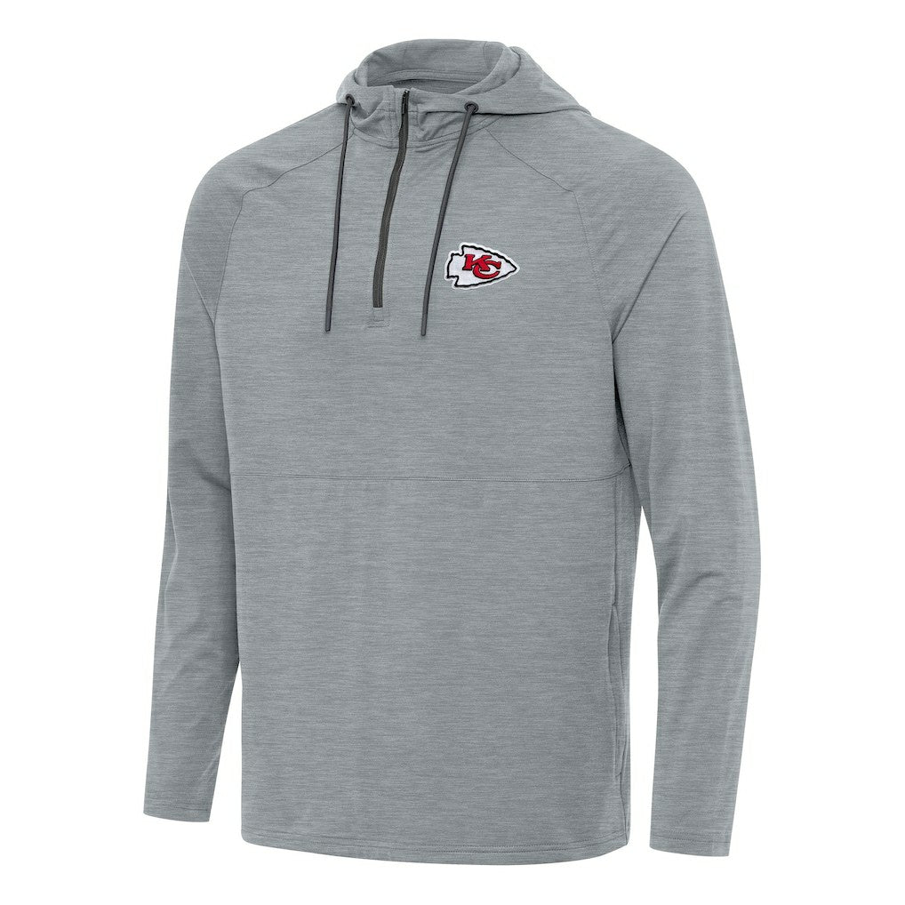 Kansas City Chiefs Antigua Spikes Quarter-Zip Pullover Hoodie - Heather Gray sale