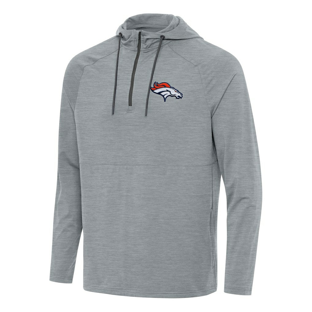 Denver Broncos Antigua Spikes Quarter-Zip Pullover Hoodie - Heather Gray outlet
