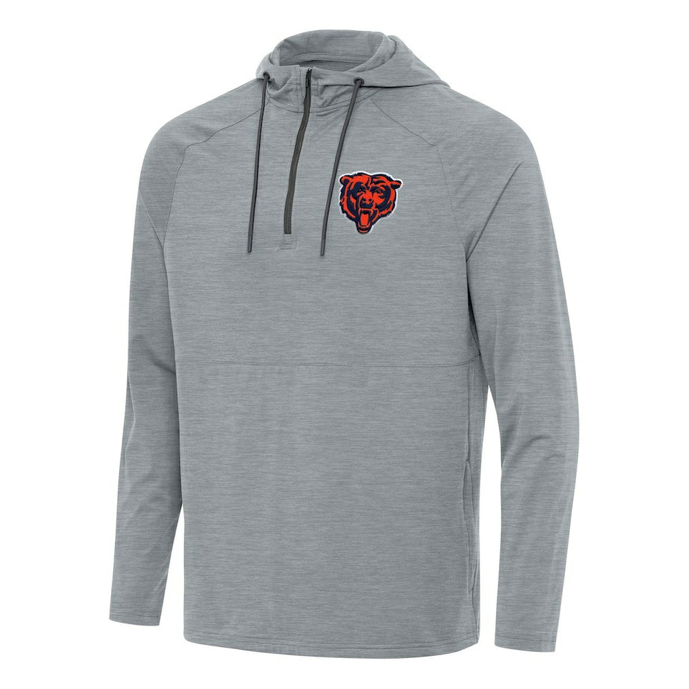 Chicago Bears Antigua Spikes Quarter-Zip Pullover Hoodie - Heather Gray sale