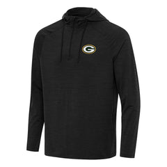 Green Bay Packers Antigua Spikes Quarter-Zip Pullover Hoodie - Heather Black online