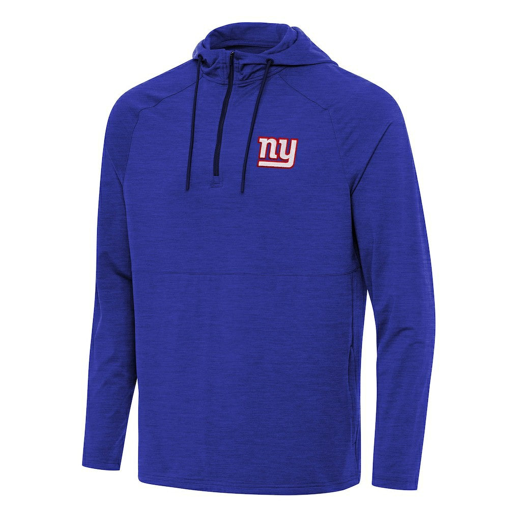 New York Giants Antigua Spikes Quarter-Zip Pullover Hoodie - Heather Royal on sale