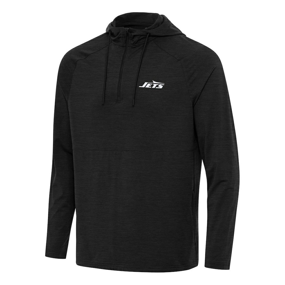 New York Jets Antigua Spikes Quarter-Zip Pullover Hoodie - Heather Black discount