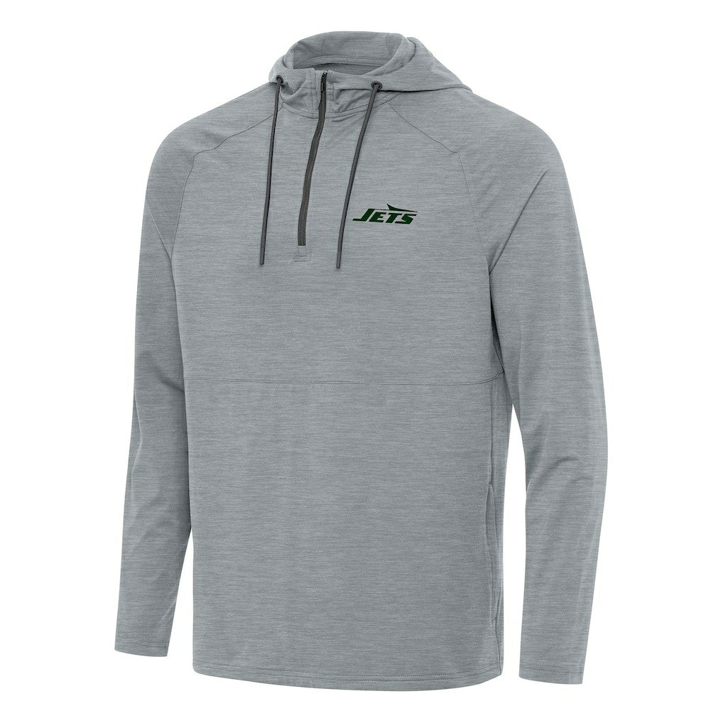 New York Jets Antigua Spikes Quarter-Zip Pullover Hoodie - Heather Gray online