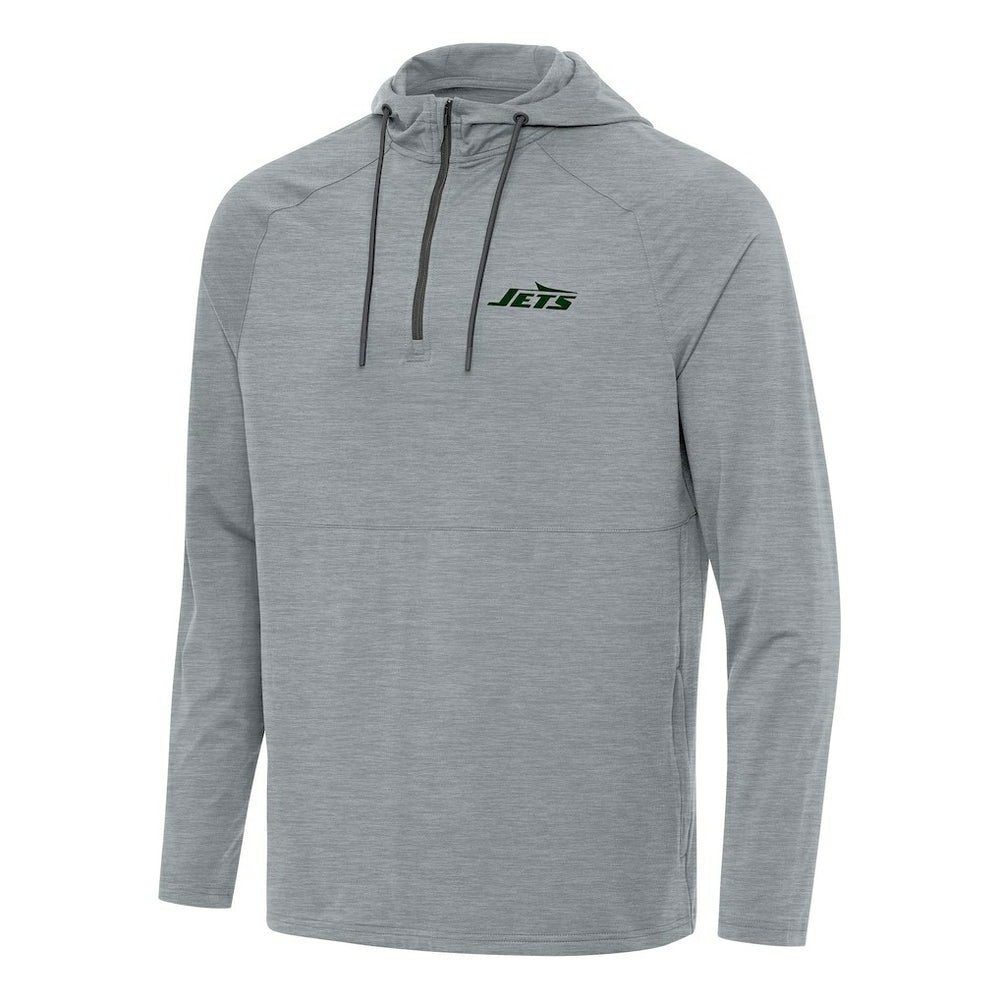 New York Jets Antigua Spikes Quarter-Zip Pullover Hoodie - Heather Gray online