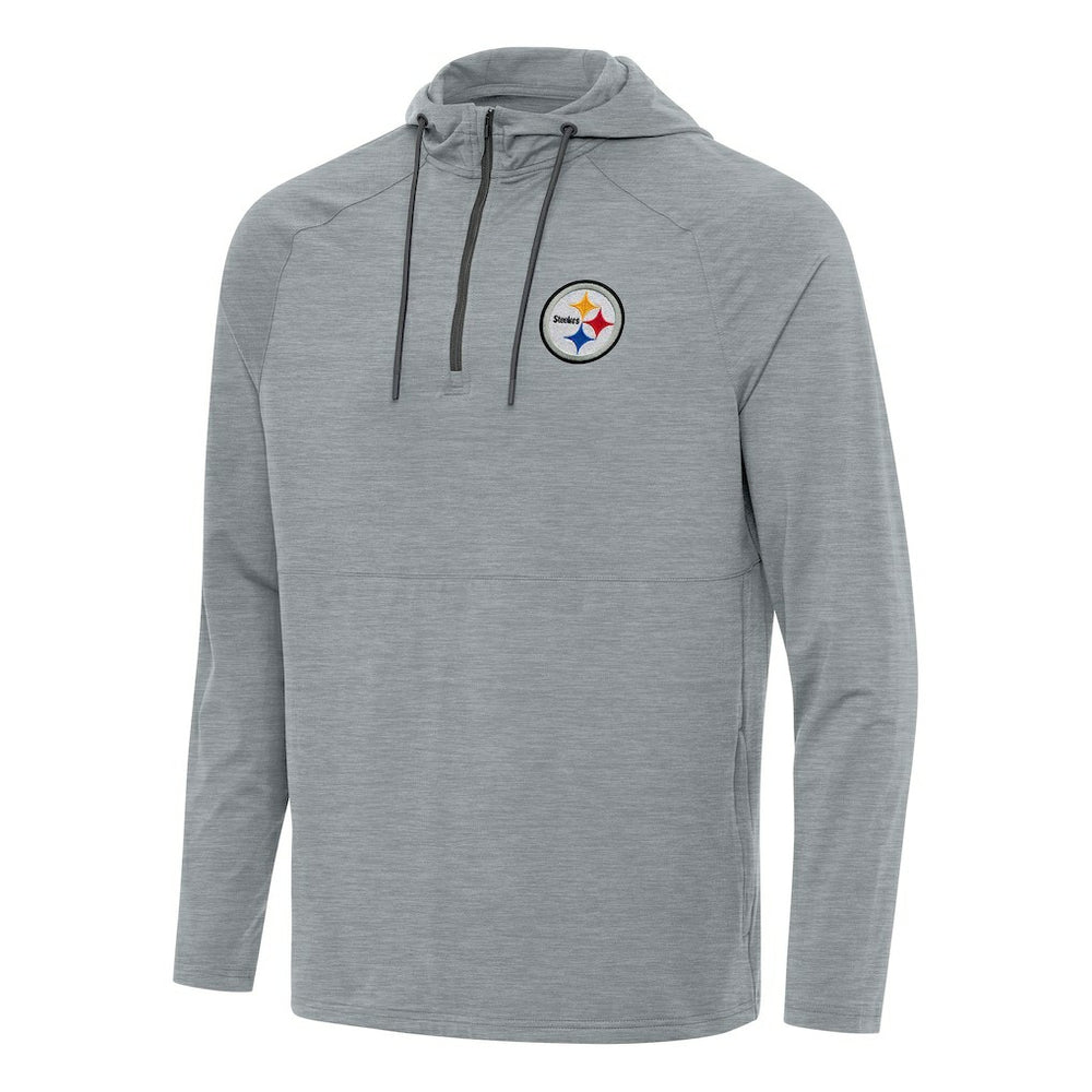Pittsburgh Steelers Antigua Spikes Quarter-Zip Pullover Hoodie - Heather Gray discount