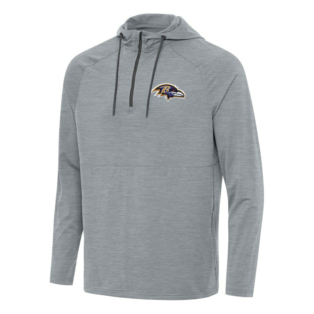 Baltimore Ravens Antigua Spikes Quarter-Zip Pullover Hoodie - Heather Gray for sale