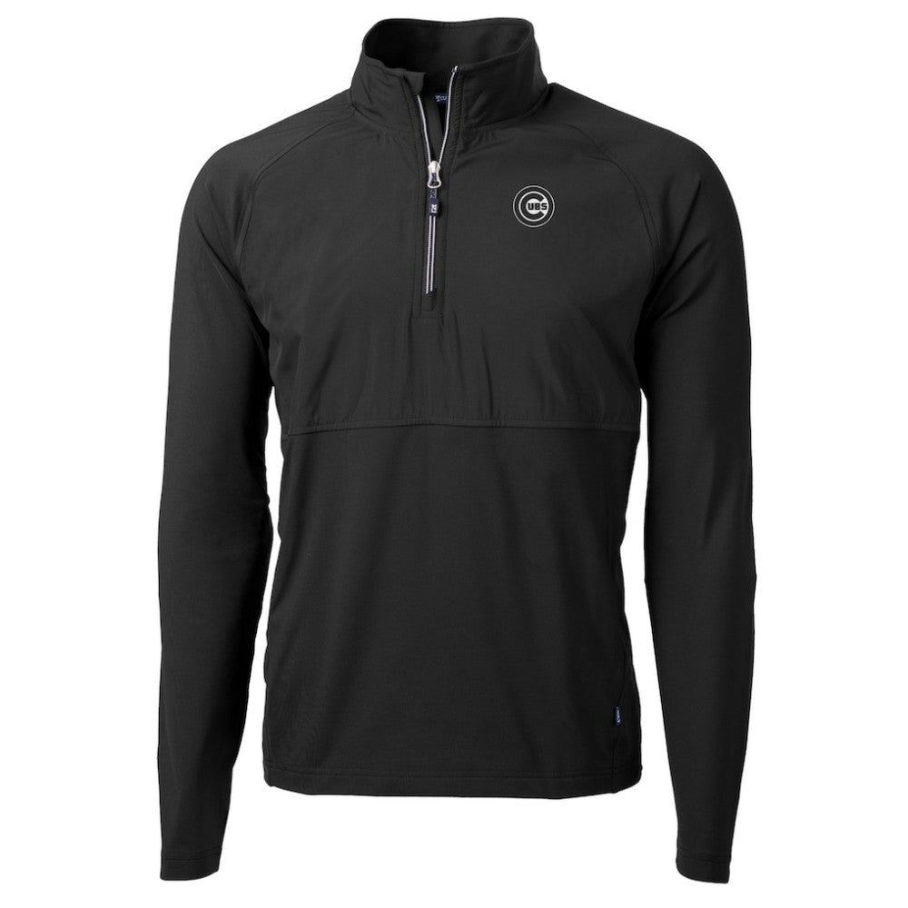 Chicago Cubs Cutter & Buck Adapt Eco Hybrid Raglan DryTec Quarter-Zip Jacket - Black