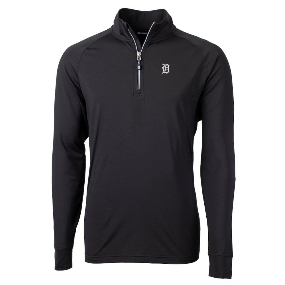 Detroit Tigers Cutter & Buck Adapt Eco Raglan Quarter-Zip Top - Black