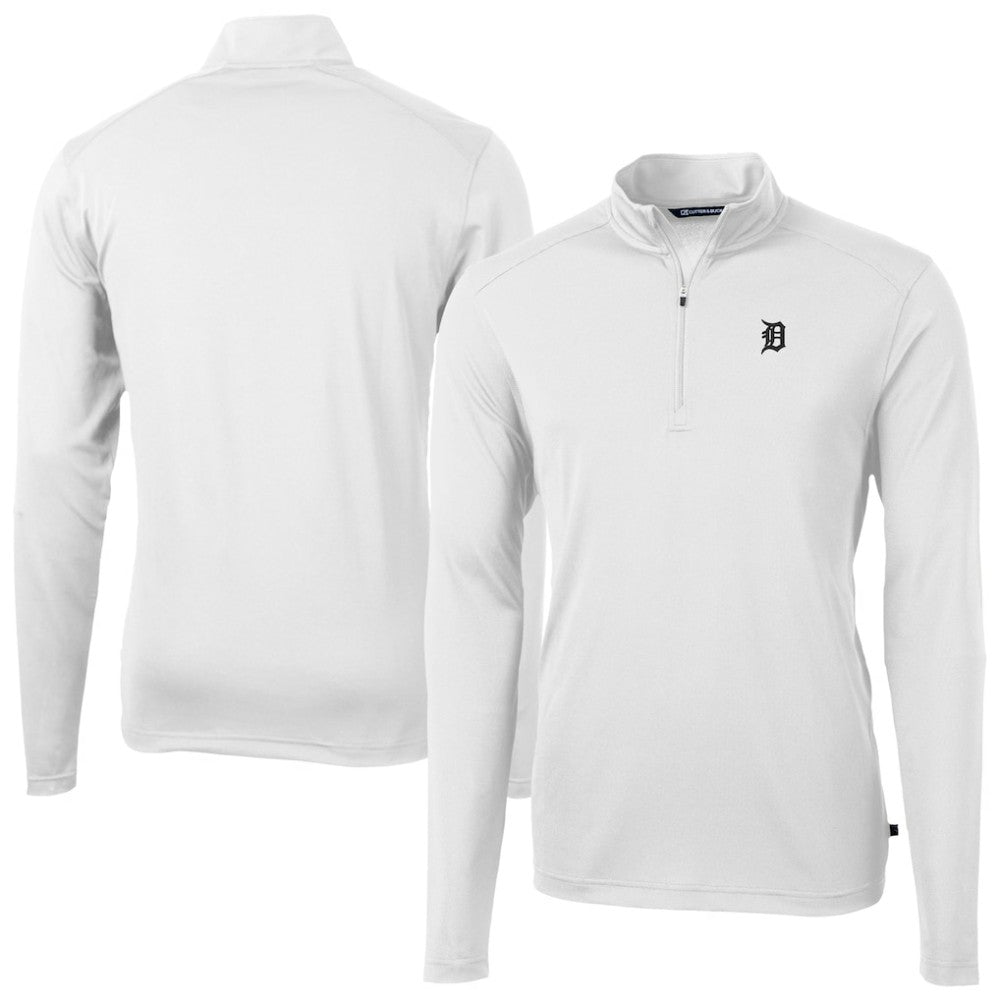 Detroit Tigers Cutter & Buck Virtue Eco Pique Quarter-Zip Jacket - White