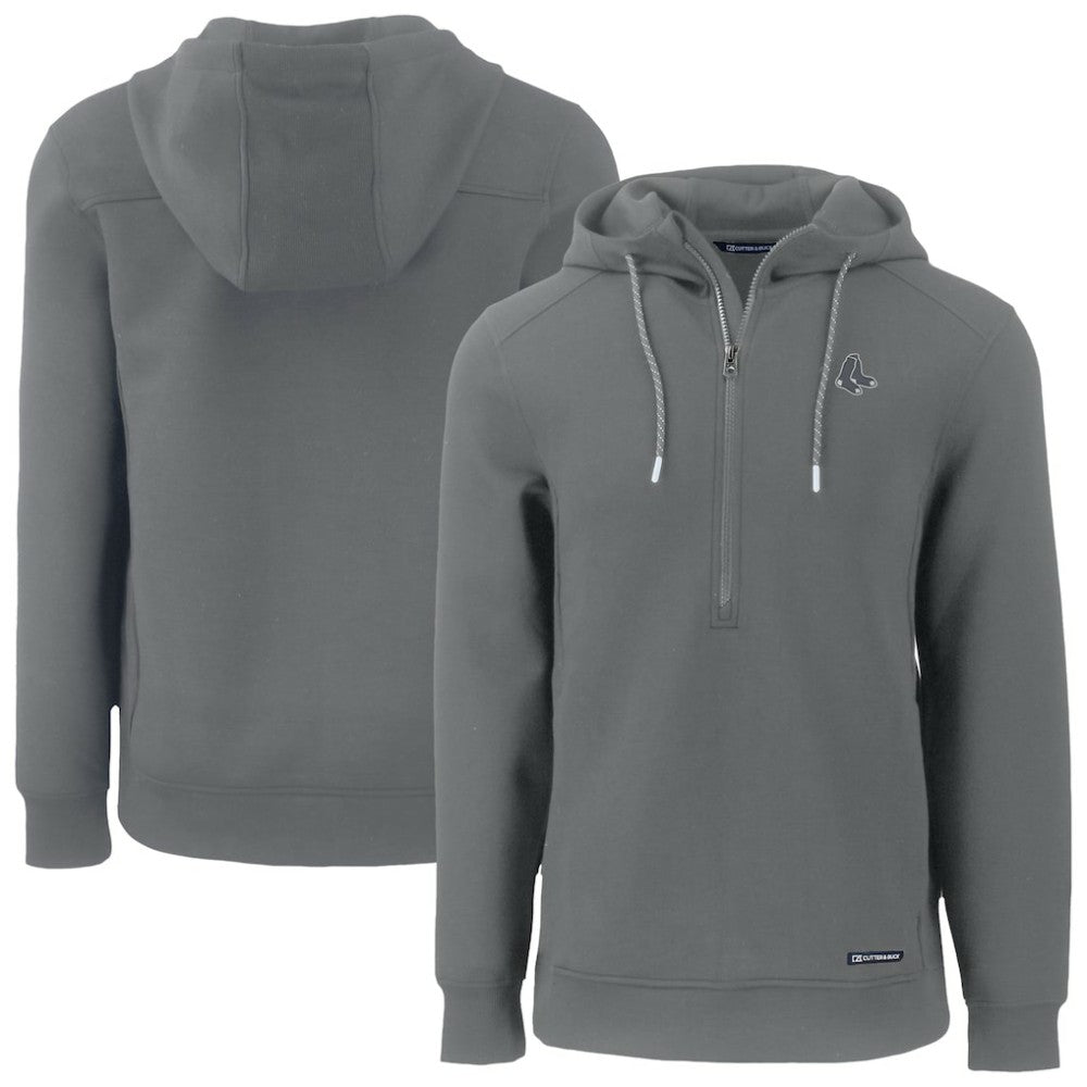 Boston Red Sox Cutter & Buck Roam Eco Recycled Half-Zip Pullover Hoodie - Gray