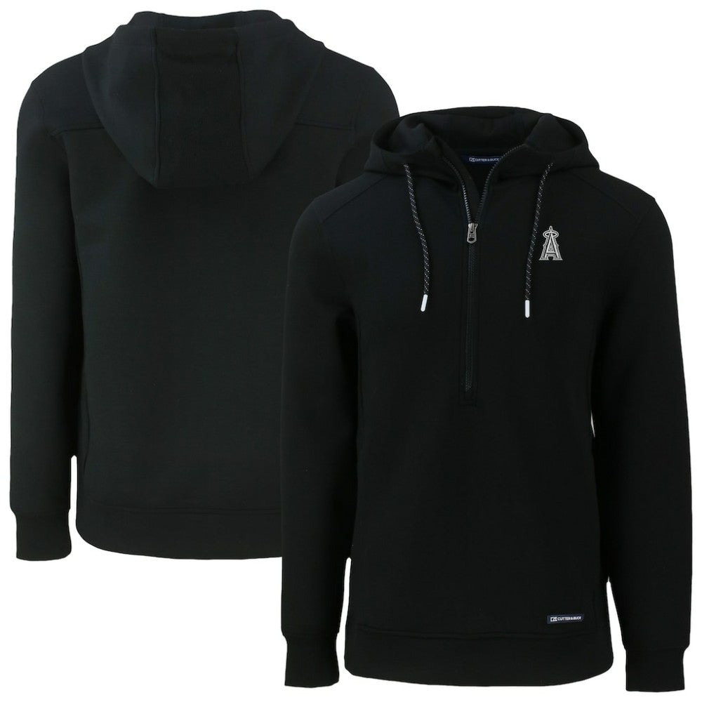 Los Angeles Angels Cutter & Buck Roam Eco Recycled Half-Zip Pullover Hoodie - Black