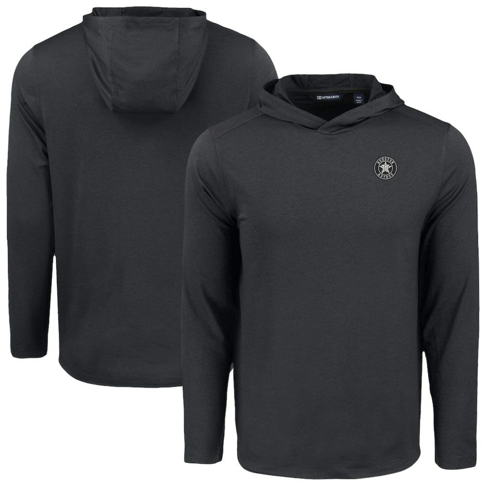 Houston Astros Cutter & Buck Coastline Epic Comfort Eco Recycled Long Sleeve Hoodie T-Shirt - Black
