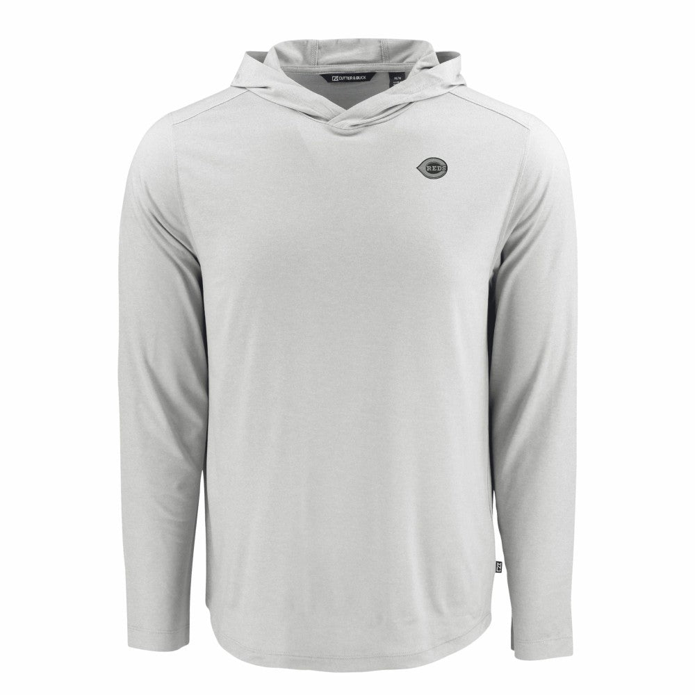 Cincinnati Reds Cutter & Buck Coastline Epic Comfort Eco Recycled Long Sleeve Hoodie T-Shirt - Gray
