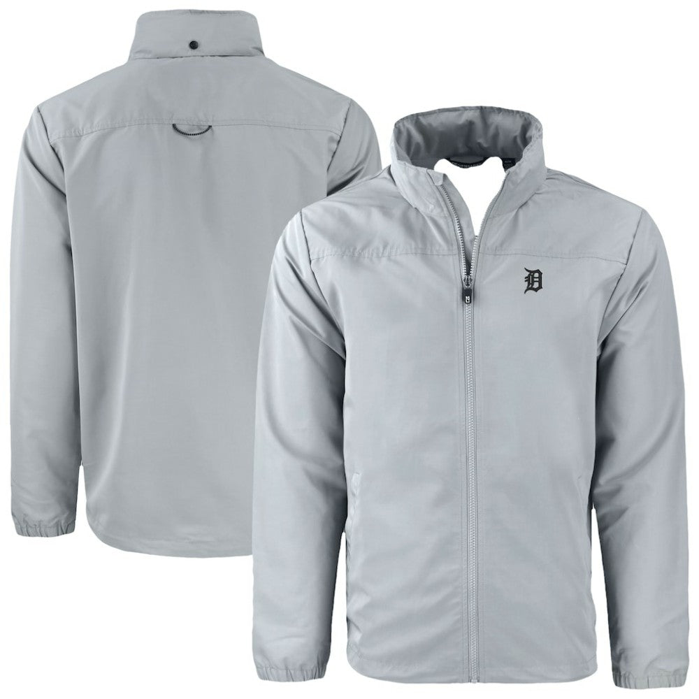 Detroit Tigers Cutter & Buck Charter Eco Recycled Full-Zip Hoodie Jacket - Gray