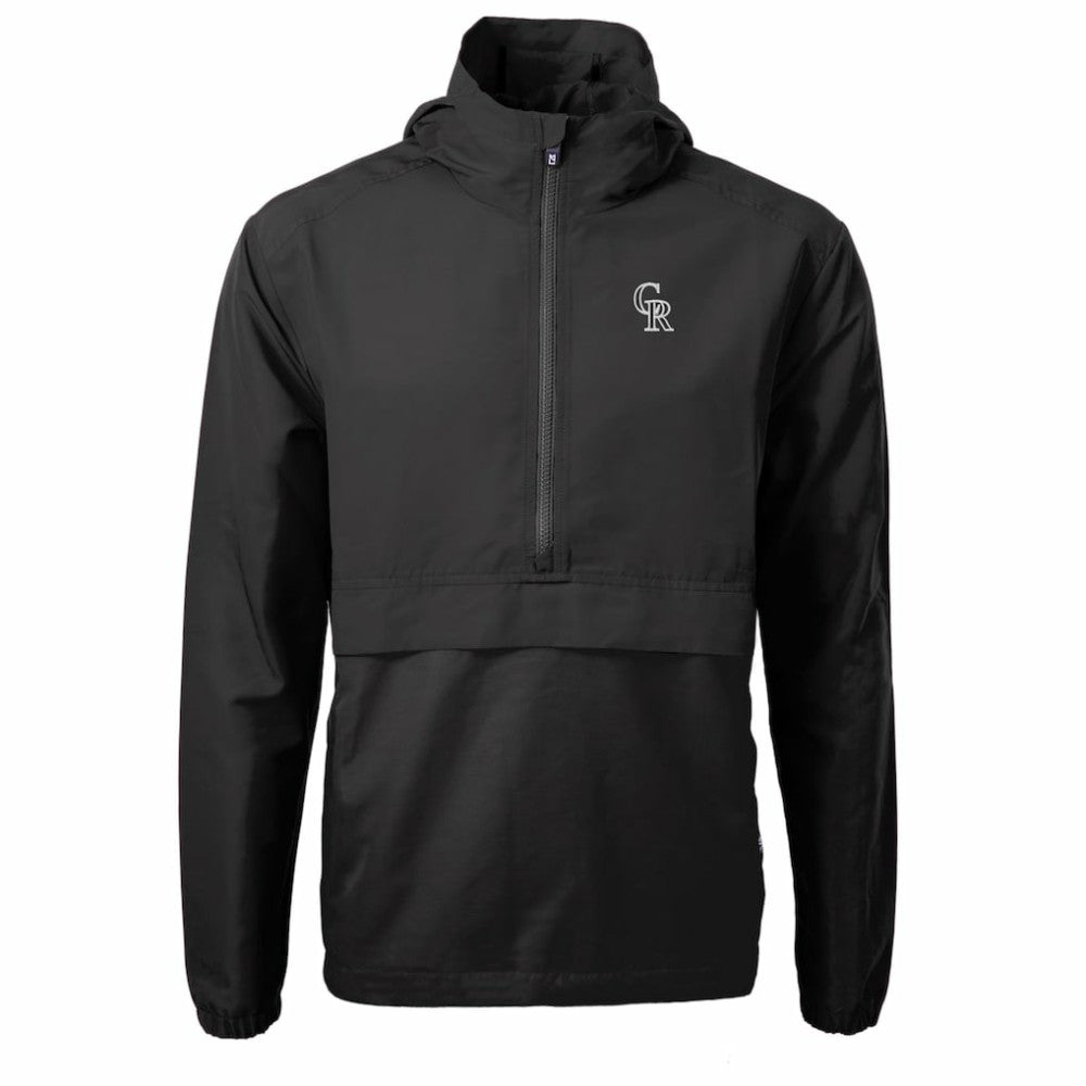 Colorado Rockies Cutter & Buck Charter Eco Recycled Anorak Half-Zip Hoodie Jacket - Black