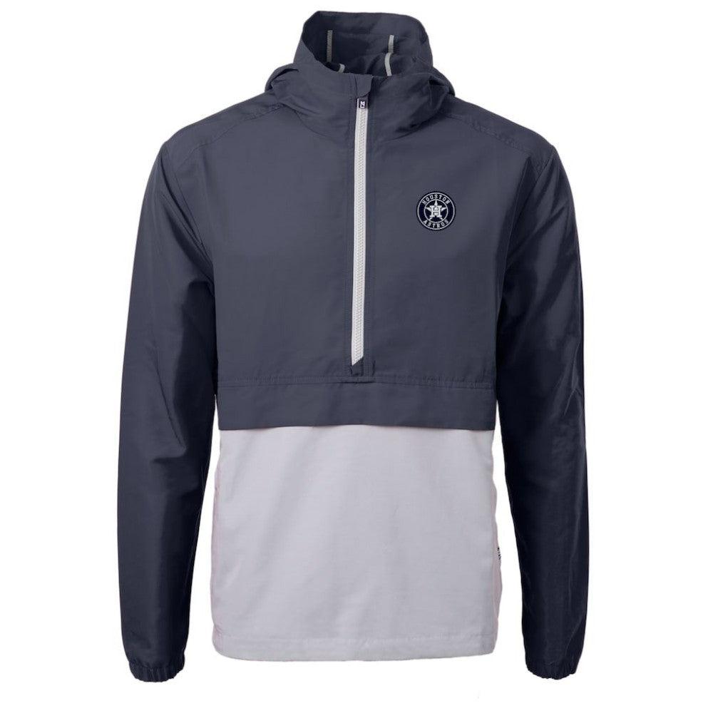 Houston Astros Cutter & Buck Charter Eco Recycled Anorak Half-Zip Hoodie Jacket - Navy/Gray