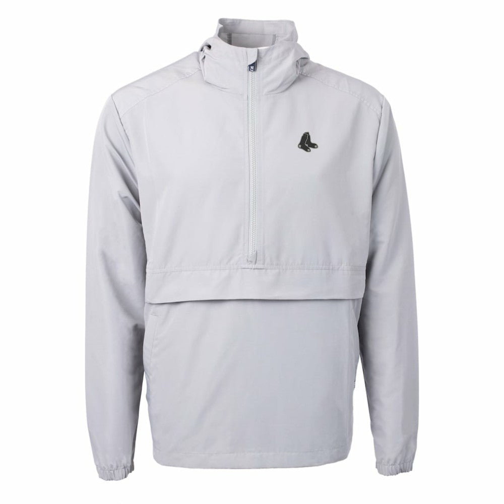 Boston Red Sox Cutter & Buck Charter Eco Recycled Anorak Half-Zip Hoodie Jacket - Gray