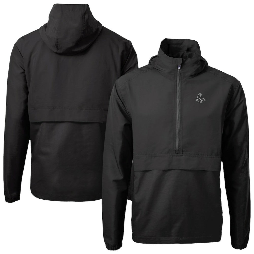 Boston Red Sox Cutter & Buck Charter Eco Recycled Anorak Half-Zip Hoodie Jacket - Black