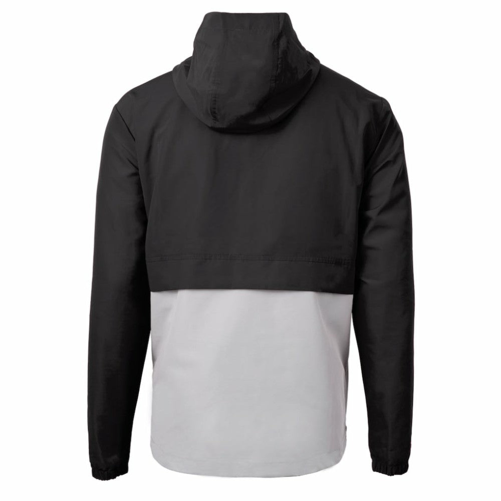 Chicago Cubs Cutter & Buck Charter Eco Recycled Anorak Half-Zip Hoodie Jacket - Black/Gray