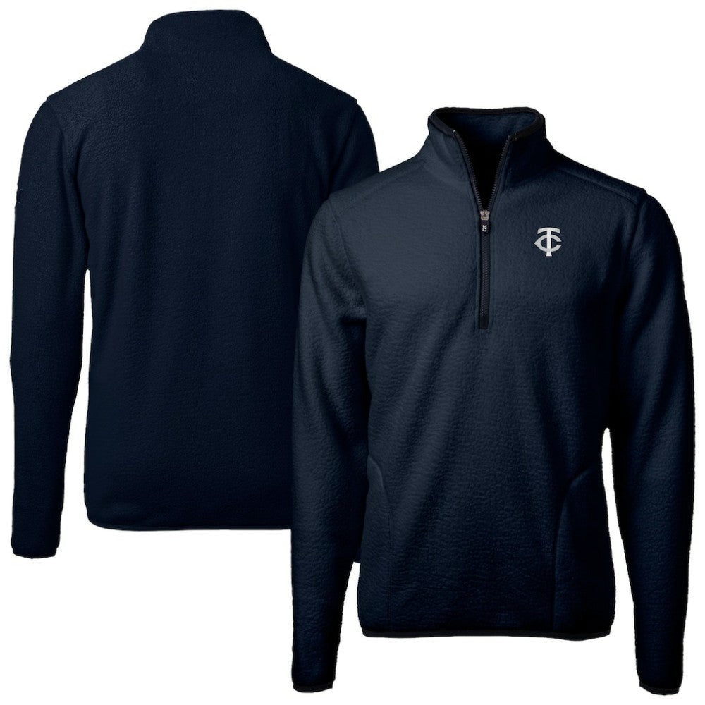 Minnesota Twins Cutter & Buck Cascade Eco Fleece Quarter-Zip Jacket - Navy