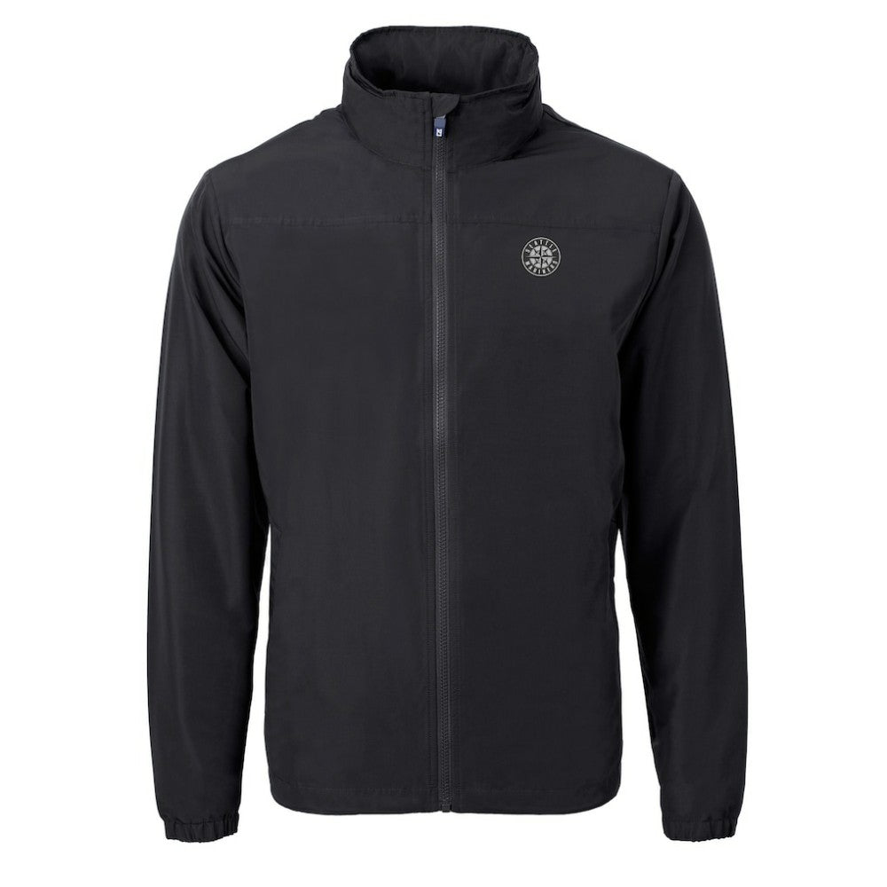 Seattle Mariners Cutter & Buck Charter Eco Recycled Full-Zip Hoodie Jacket - Black