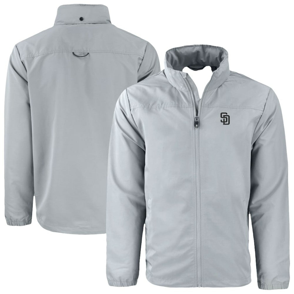 San Diego Padres Cutter & Buck Charter Eco Recycled Full-Zip Hoodie Jacket - Gray