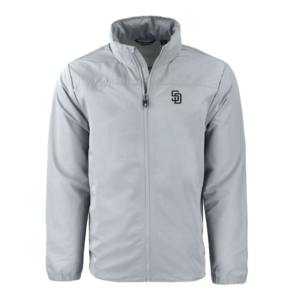 San Diego Padres Cutter & Buck Charter Eco Recycled Full-Zip Hoodie Jacket - Gray