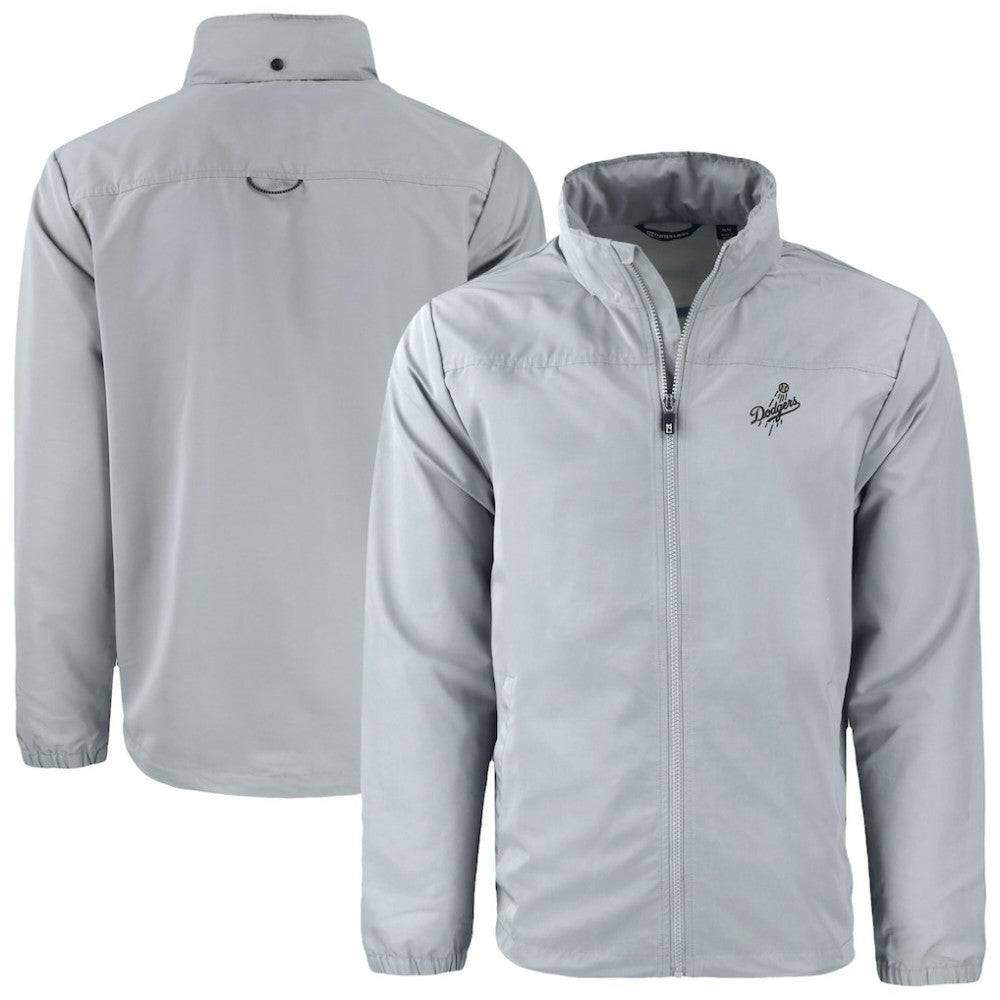 Los Angeles Dodgers Cutter & Buck Charter Eco Recycled Full-Zip Hoodie Jacket - Gray